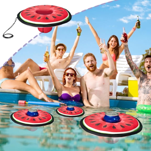 Inflables Para Fiestas,Inflatable Bar,Neoprene Floating Drink Holder Floating Coaster Pool Drink Holder with Rope for Summer Tub Lake Boat Fun Water(Red)