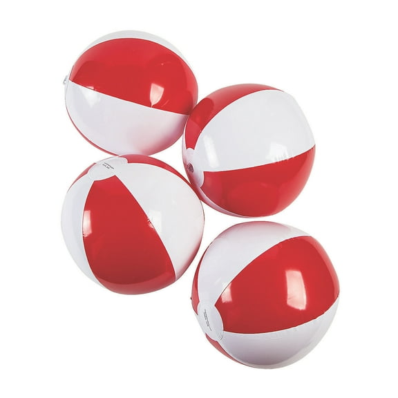 Inflatable 11" Red & White Medium Beach Balls, Toys, Party Supplies, 12 Pieces