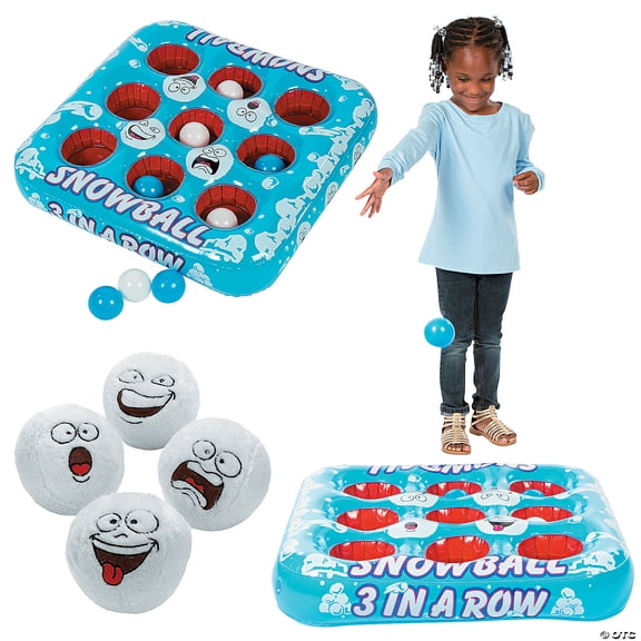 Inflatable 3 in a Row Game for 2 Players with Stuffed Snowballs - 21 Pieces