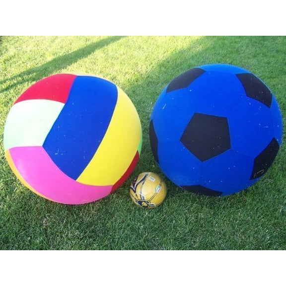 Inflatable 30" Giant Soccer and Volley Ball Combo - Two Giant Balls (No Pump)