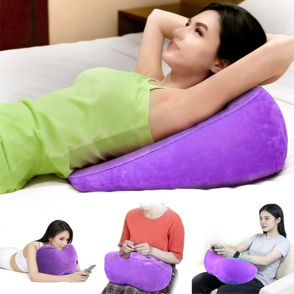Inflatable Acid Reflux Pillow, Portable Pillow Wedges for Sleeping, Lap Desk Gaming Pillows for Travel, Multi-Functional Wedge Yoga Pillow for Reading, Laptop, Crocheting, Body Positioners, Purple