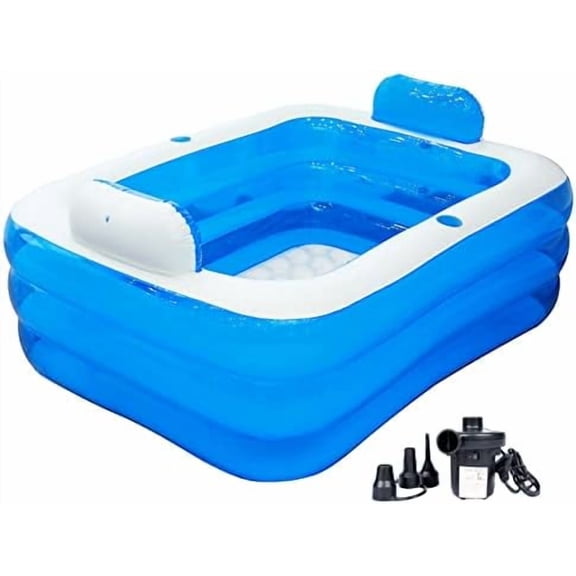Inflatable Adult Bath Tub 2 Person,Freestanding Blow Up Bathtub with Foldable Portable Feature for Adult Spa,Indoor and Outdoor Universal Folding Pool with Electric Air Pump$$Tools & Hardware Other
