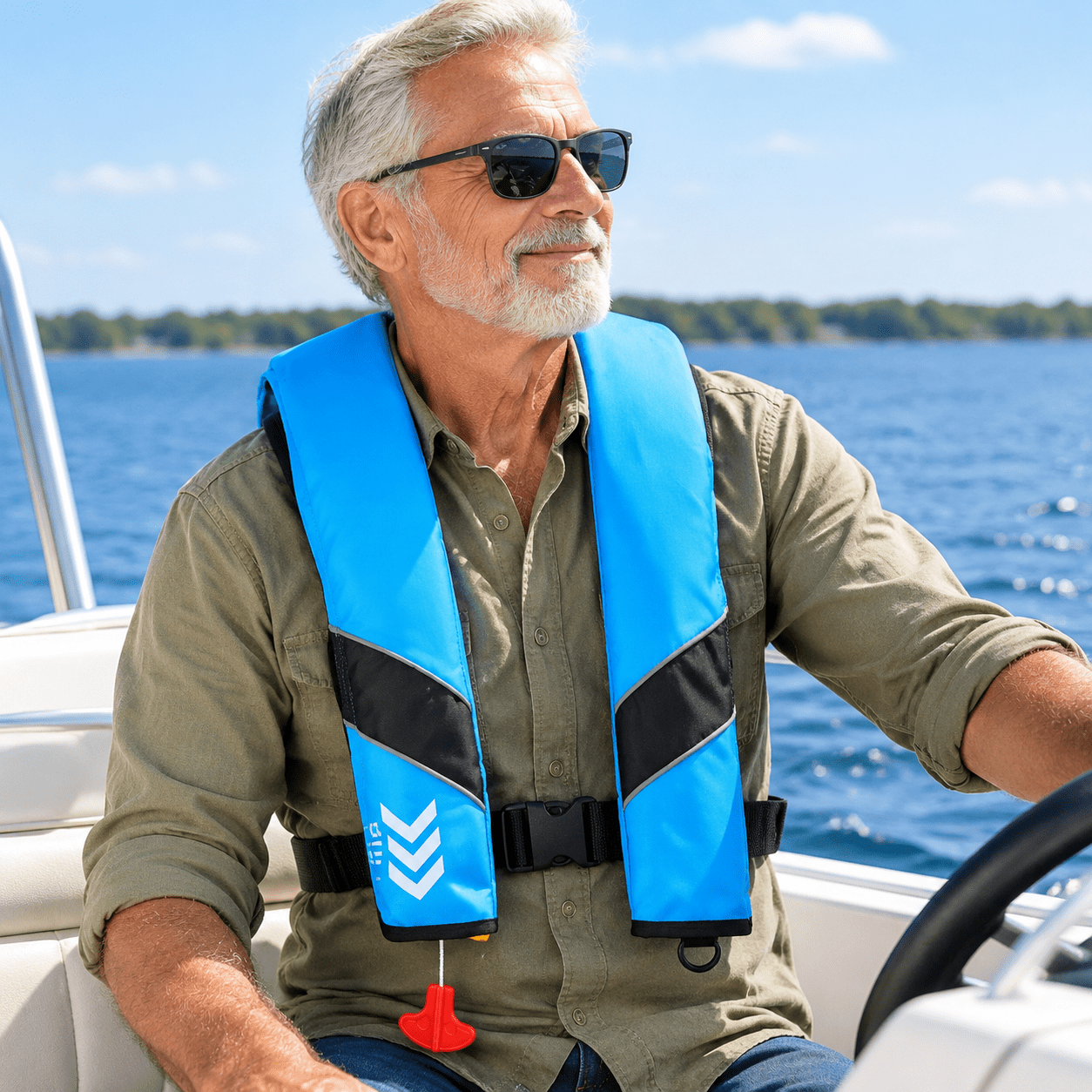 Inflatable Adult Life Jacket, 56-BLUE, Low Profile, 330lb Load Capacity ...