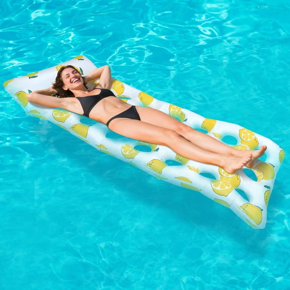Inflatable Adult Pool Float Lounge with Headrest for Beach and Swimming Parties