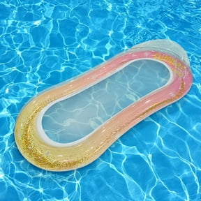 Inflatable Adult Pool Lounger Float Boat, Large Beach Sunbathing Raft and Float, High Aesthetic Pool Tube, Gradient Orange Powder