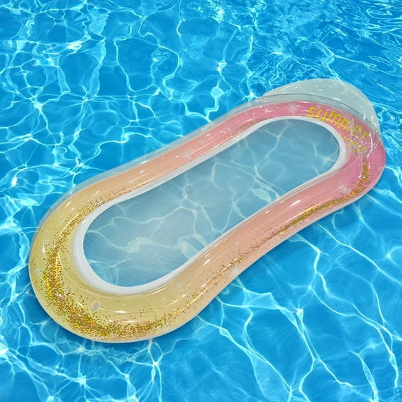 Inflatable Adult Pool Lounger Float Boat, Large Beach Sunbathing Raft and Float, High Aesthetic Pool Tube, Gradient Orange Powder