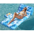 thumbnail image 1 of Inadays Inflatable Pool Float Adult - Tropical Leaves Pool Lounger Floaties Adults with Adjustable Backrest Cup Holders Water Floaty Lake Lounge Tanning Floats Beach Party Toys for Adults (Blue), 1 of 6