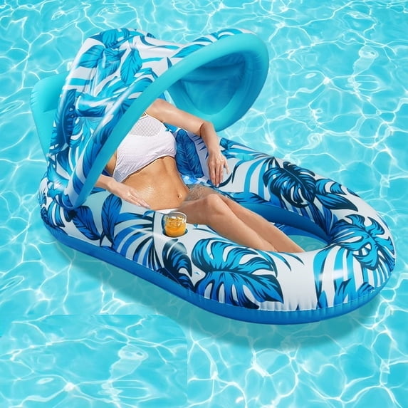 Inflatable Adults Pool Toys & Floats with Detachable Sun Shade Canopy