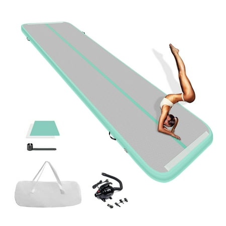 Inflatable Air Gymnastics Mat 10ft/13ft/16ft/20ft Tumbling Mat with Electric Pump 4.3ft Extra Wide 4 Inches Thich Tumble Track for Home Use/Training/Cheerleading/Yoga/Water