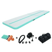 Inflatable Air Gymnastics Mats 10ft Track Mat 4 Inches Thickness with Electric Air Pump and Bag for Home Use/ Exercises/ Tumble/ Training/ Park/ Water Sports, Mint Green