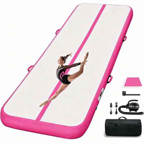Inflatable Air Gymnastics Tumble Track Mat, 4" Thickness Air Tumbling Mat with Electric Pump & Carry Bag, for Home Training, Cheerleading, Yoga, Beach & Pool Water Use