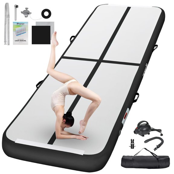 Inflatable Air Gymnastics Tumbling Track Mat with Inflation Pump, 4 Inch & 8 Inch Thickness Waterproof Training Mat for Home Practice, Cheerleading, Yoga and Water Activities