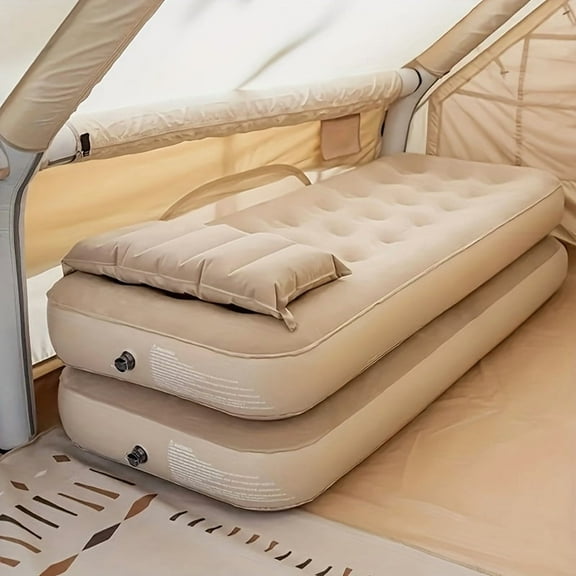 Inflatable Air Mattress For Camping Car And Home - Blow Up Air Bed With Convenient Storage Portable Sleeping Solution for 2 People PVC Material