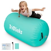 Inflatable Air Roller Gymnastics Barrel Tumbling Mat for BackHandspring Training Barrel Mat Home & Gym Exercise Equipment No Pump 100*60cm Green
