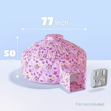 Inflatable Air Tent for Kids, 77" x 50", Princess Pink, Space Print, Easy Setup