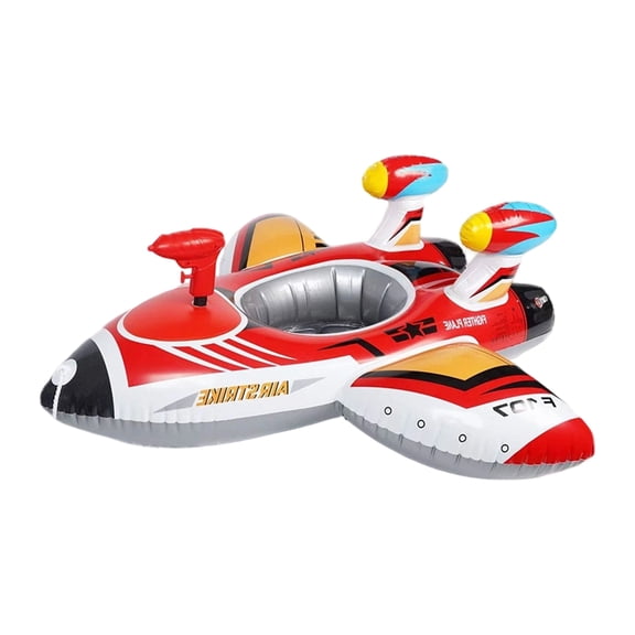 Inflatable Airplane Pool Float with Squirt Gun Handle Kids Ride-On Boat Pool Floatie for Toddlers Ages 3-6 Summer Water Play Toy for Swimming Pool Beach Outdoor Fun,A