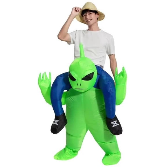 Inflatable Alien Abduction Costume - Funny Green Alien Pick-Me-Up Outfit For Halloween & Cosplay,Height 4'11"-6'3",alien