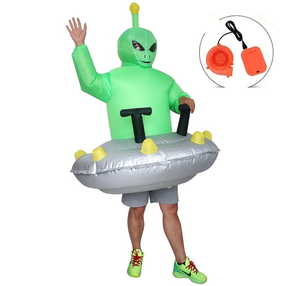 Inflatable Alien UFO Costume For Adults - Space Rider Outfit With Built-in Fan,Height 59"–74.8",UFO