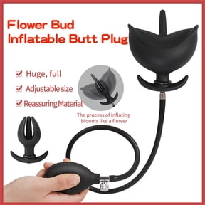 Inflatable Anal Plug with Flower Shape Removable Prostate Massager