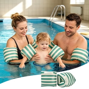 Inflatable Arm Floaties 2 Pack Double Chamber, Roll Up Swimming Arm Bands for K*ids Aged 1 to 6, Safe Buoyancy Swim Training Sleeve for Pool and Beach, Compact Foldable Water Activity Accessory