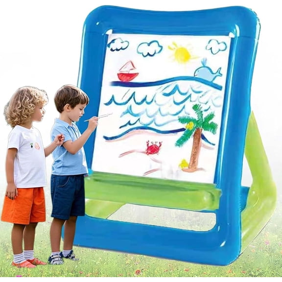 Inflatable Art Easel, Blow Up Drawing Board for Outdoor Painting, Double-Sided Stand with Water-Fill Base, Easy Clean & Portable for Parties and Classrooms(Q)