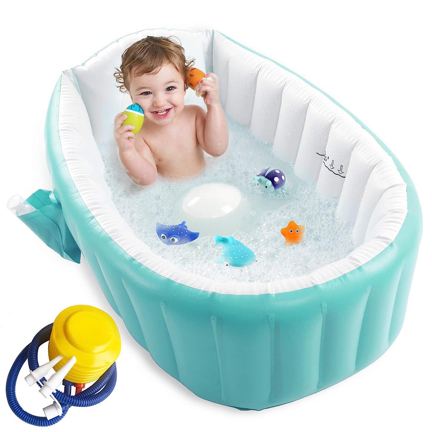 Inflatable Baby Bathtub with Air Pump, Baby Bath Tub Toddler Bathtub