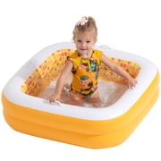 Inflatable Baby Pool Bathtub & Ball Pit for Toddlers, 34" Orange Burst - Blow up Kid Pool