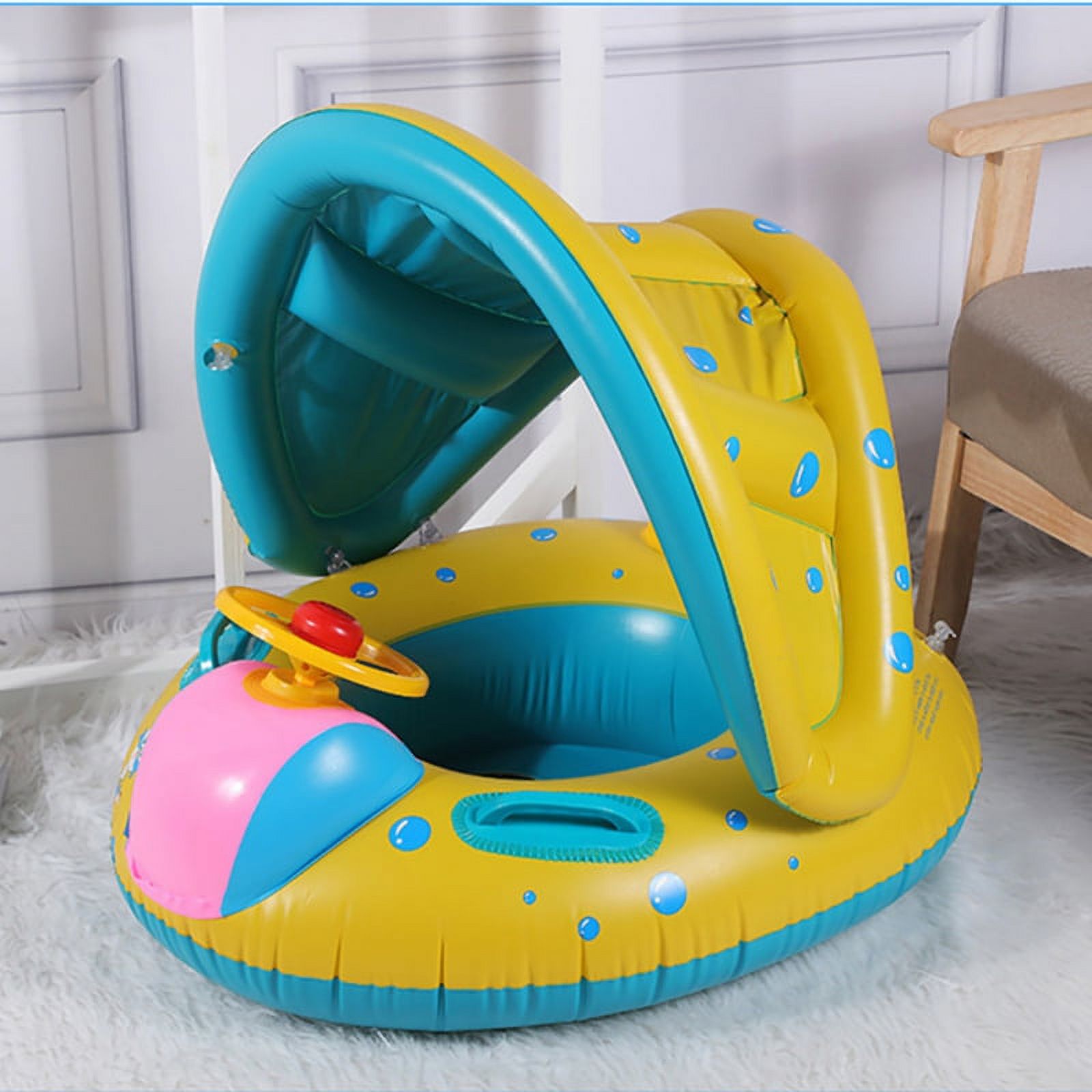 Inflatable Baby Swimming Pool Floats with Removable Sun Protection