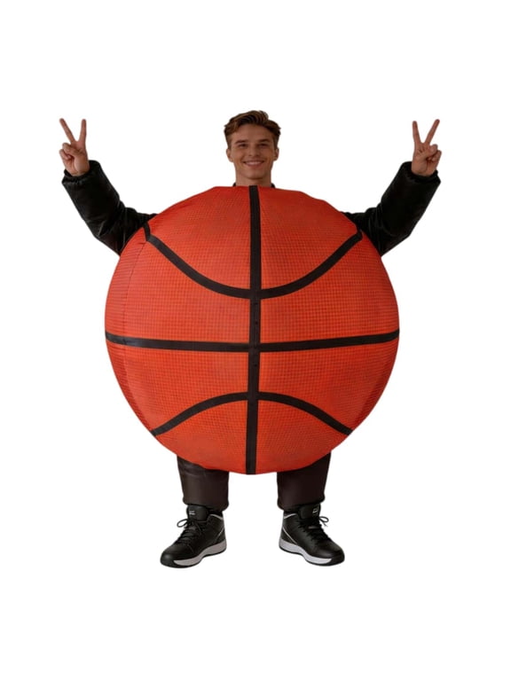 Inflatable Basketball Costume for Adults, Funny Blow Up Basketball Suit, One Size Fits Most, Halloween Cosplay, Sports Themed Party, Carnival, Group Costumes