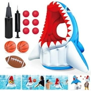 Inflatable Pool Toys, Basketball Football Head Hoop Toss Floats Shark Toy, Outdoor Water Game Activities Cool Toys for Boys Kids Adults Family, Swimming Pool Party Water Carnival Pool Float Toys