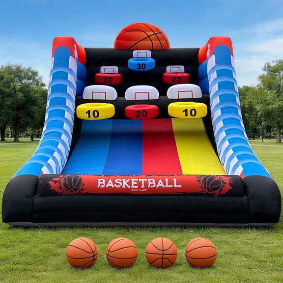 Inflatable Basketball Hoop 10' L x 13' W x 10' H, Oxford Inflatable Basketball Game with 4 Balls & Air Blower, Easy Setup Inflatable Games for Indoor/Outdoor Events, Carnivals, Backyard