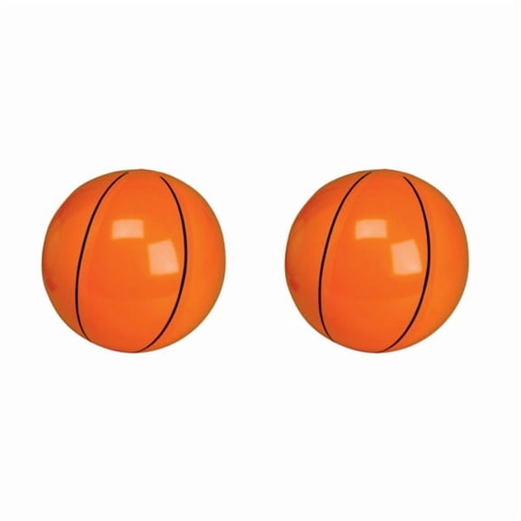 Inflatable Basketball Toy Classic Design Lightweight Easy To Inflate Indoor Outdoor Play 16 Inch,  2 Count
