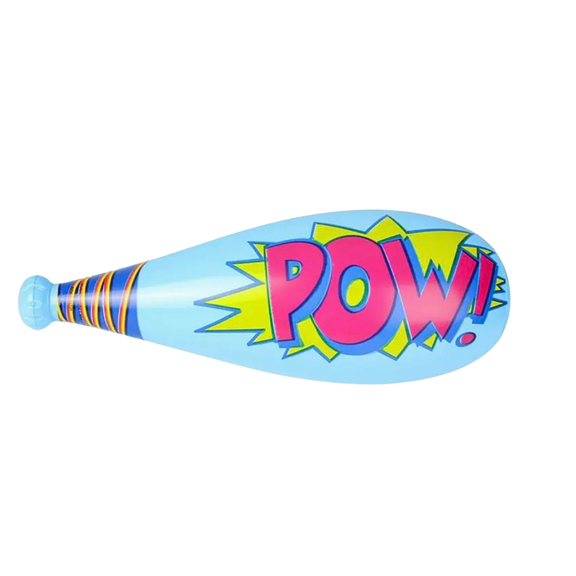 Inflatable Bat 20 Inch Pow Graphic Durable Lightweight Assorted Colors Party Toy, Ice Blue