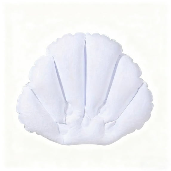Inflatable Bath Pillow with Suction Cups, Shell Shape Spa Pillow Comfortable Soft Bath Cushion, Neck Support for Home Spa Tub, 2pcs, White