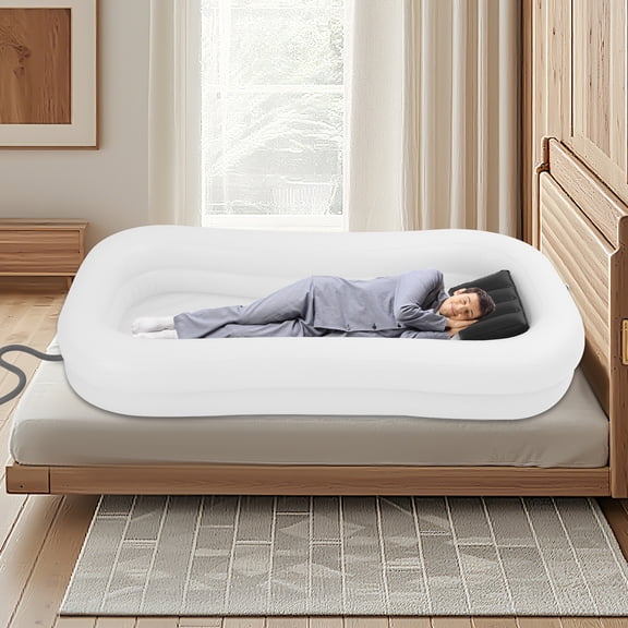 Inflatable Bathtub for Bedridden  Durable PVC, Electric Air Pump, 10L Water Bag, Dual-Inflatable Pillows, Ideal for Elderly & Mobility-Impaired Showering