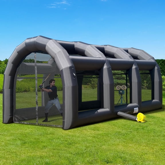 Inflatable Batting Cage for Baseball Practice with Blower, Enclosed Inflatable Baseball Cage for Batting & Pitching Training and Multi-Sport Use