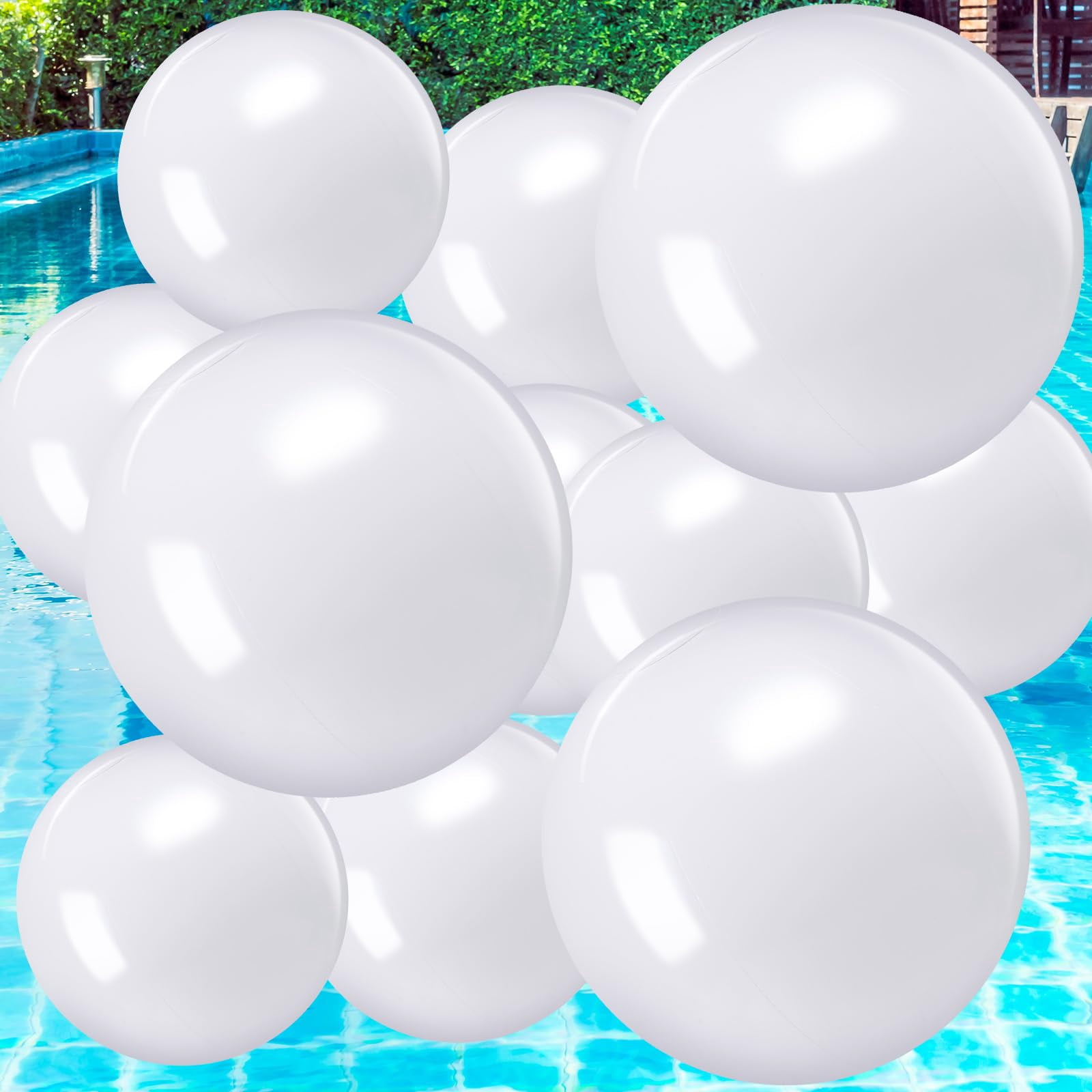 Inflatable Beach Ball 12 Inch White Bulk Pool Party Summer Craft Supply ...