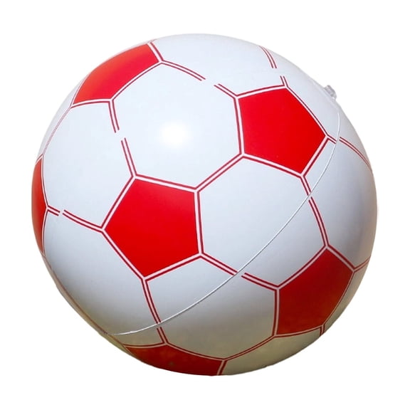 Inflatable Beach Ball, Classic Soccer Style Red Inflatable Pool Ball for Summer Water Games, Beach Trips and Backyard Parties, Red Single Pack