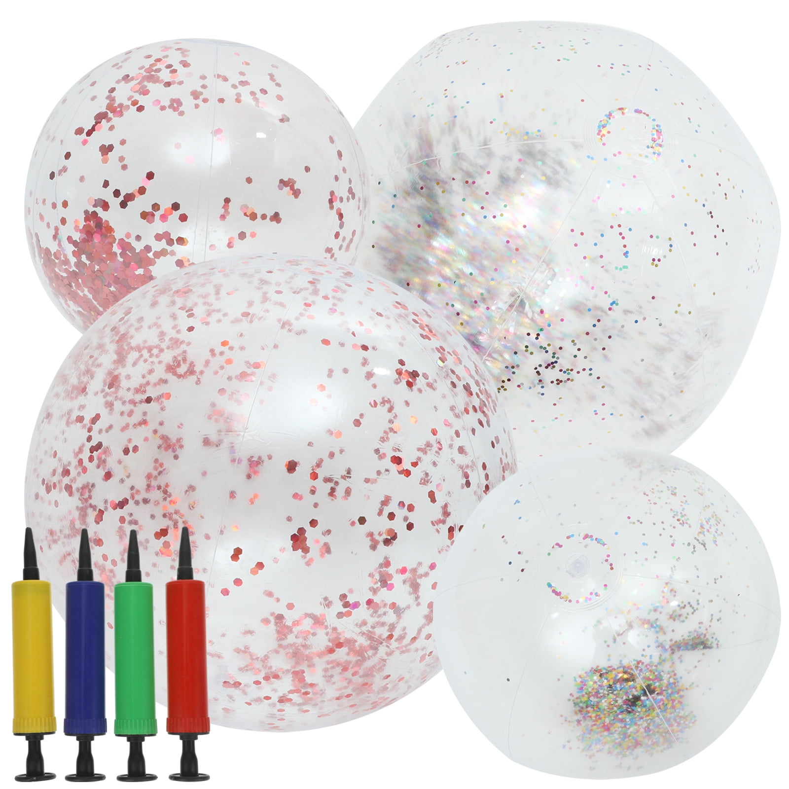 Inflatable Beach Ball Glitter Clear Balls Toys Flash Outdoor Playsets