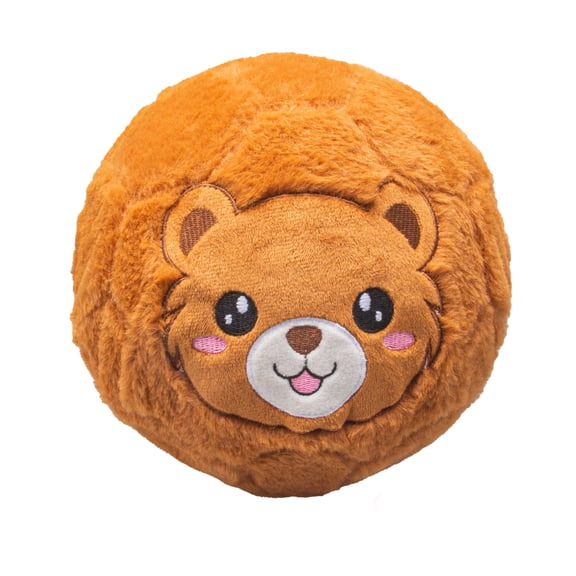 Inflatable Beach Ball, Hand Pump for Balls, 8 In, Brown Stuffed Teddy Bear, Ball Pit, Silent Indoor Activity, 1 Pc