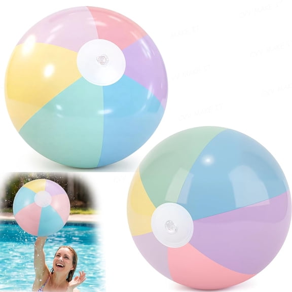 Inflatable Beach Balls Round PVC Pool Toys for Summer Water Games Beach Parties Luau Decorations Lightweight Durable for Kids and Adults,White-2PCS