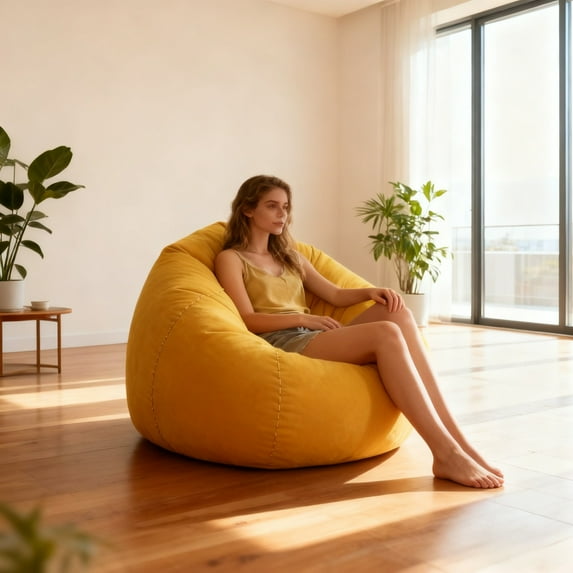 Inflatable Bean Bag Chair, Ergonomic Portable Lounger with Thickened Support for Back and Neck, Waterproof Folding Lazy Sofa for Adults, Indoor and Outdoor Use