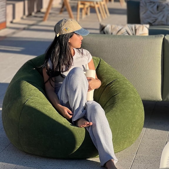 Inflatable Bean Bag Chair with EJAEE 130W Electric Air Pump Bundle - Fast Inflation & Portable Lounge Chair