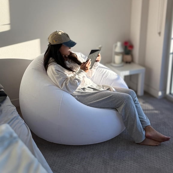 Inflatable Bean Bag Chair with EJAEE 130W Electric Air Pump Bundle - Fast Inflation & Portable Lounge Chair