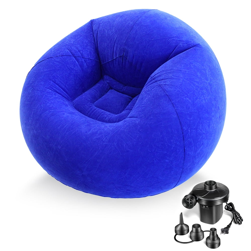 Inflatable Beanless Bean Bag Chair Lounge Sofa with Pump - Blue
