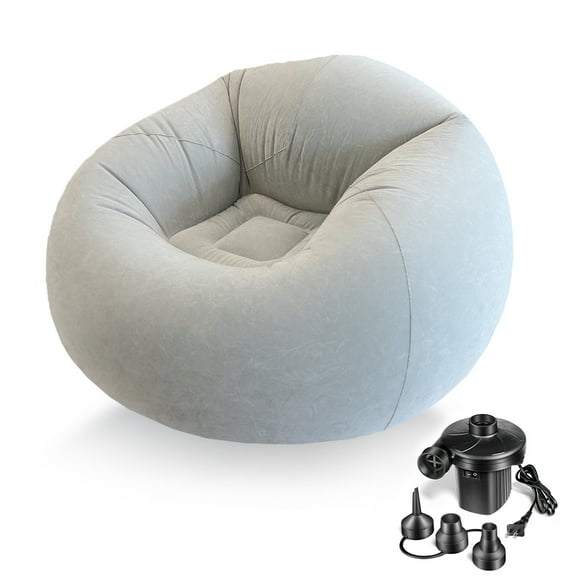 Inflatable Beanless Bean Bag Chair Lounge Sofa with Pump - Grey