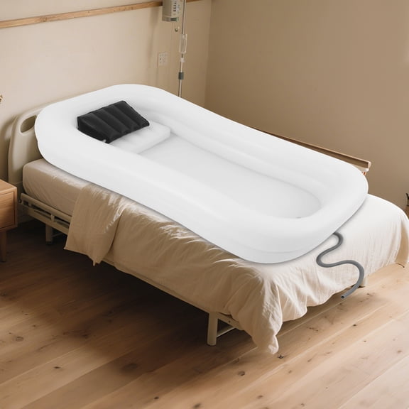 Inflatable Bed Bath Tub, Double-Layer Safe Shower Tub, Bedside Shower Bath Kit, Quick-Inflate Foldable Design