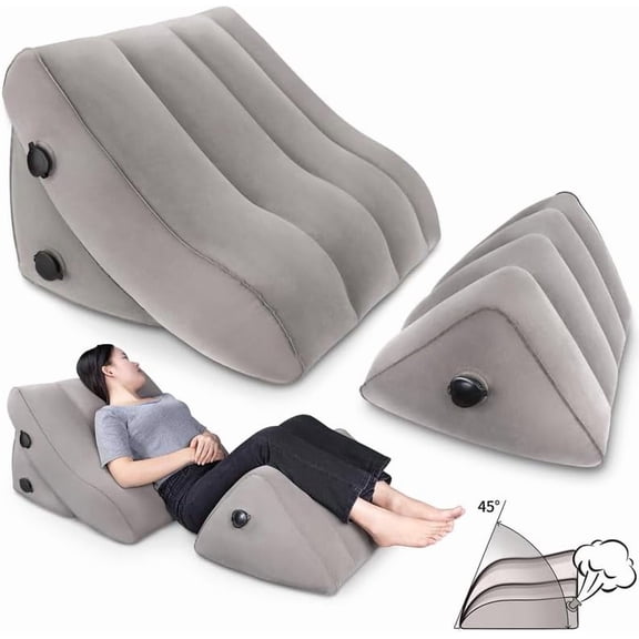Inflatable Bed Wedge Pillow Set,  Post Surgery Support Pillow for Back, Knees, Leg Pain Relief, Adjustable Sitting Pillows for Anti Snoring, Heartburn, GERD Sleeping