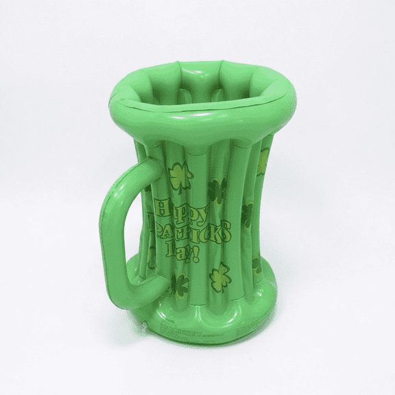 Inflatable Beer Mug Drink Cooler Ice Bucket Pool Party Beverage Cooler Floating Drink Holder- Dark Green