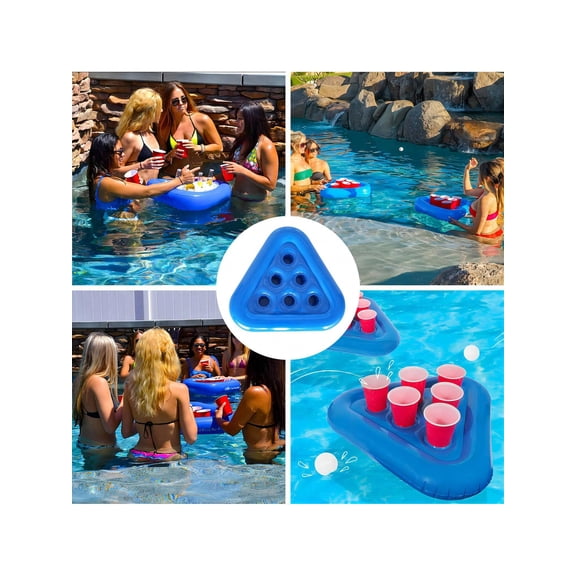Inflatable Beer Pong Float Game, Pool Party Drinking Game Table with Cups for Summer Water Fun